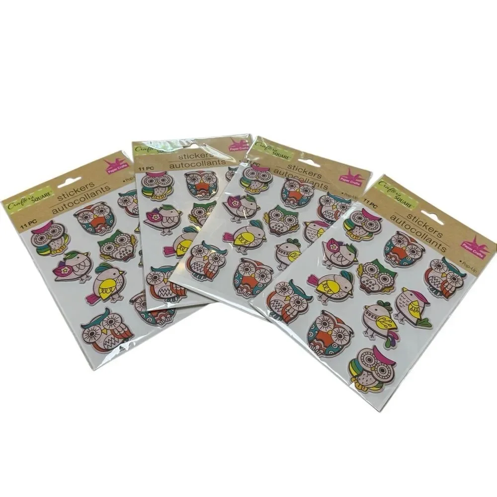 Crafters square pop up owl and bird stickers 11pc NEW
